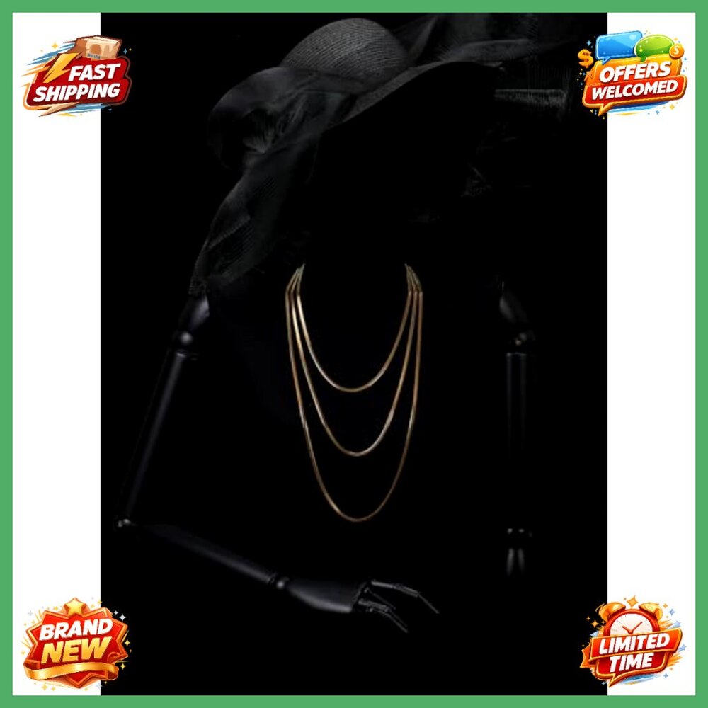 Three-Strand Layered Snake Chain Statement Neckla… - image 2